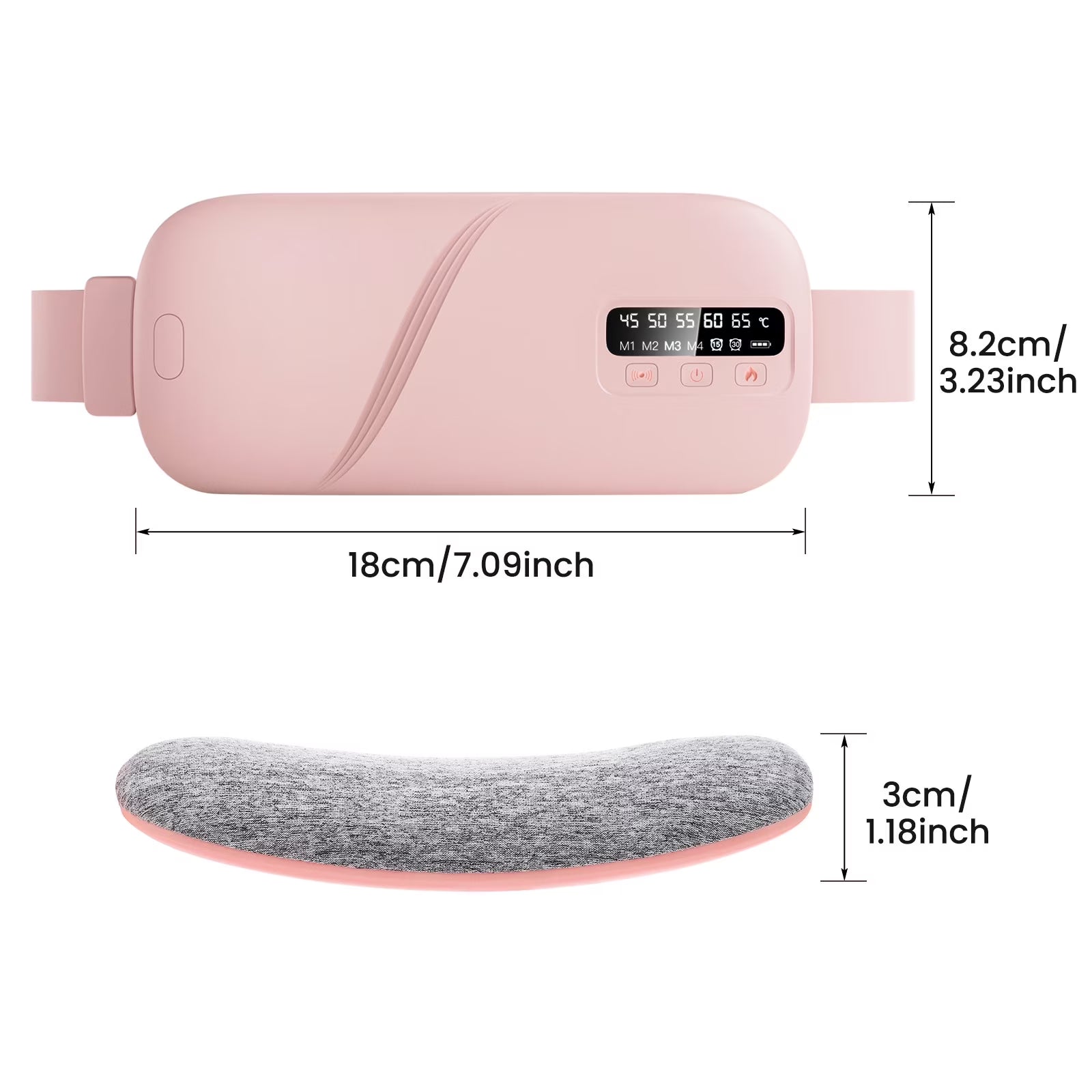 Electric Heating Pad for Period Cramps, Portable Cordless Menstrual Heating Pad with 5 Heat Levels and 4 Massage Modes, Fast Large Heating Belly Wrap Belt, Gifts for Women Girls(Pink)