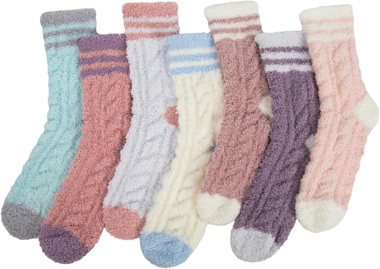 Womens Winter Fuzzy Socks Cozy Fluffy Sock Warm Fuzzy Christmas Socks for Women, Pink Purple Blue White